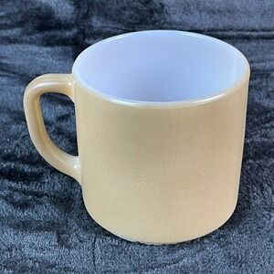 Vintage Fire King Anchor Hocking Beige Tan Milk Glass Mug Heat Proof USA 1960s